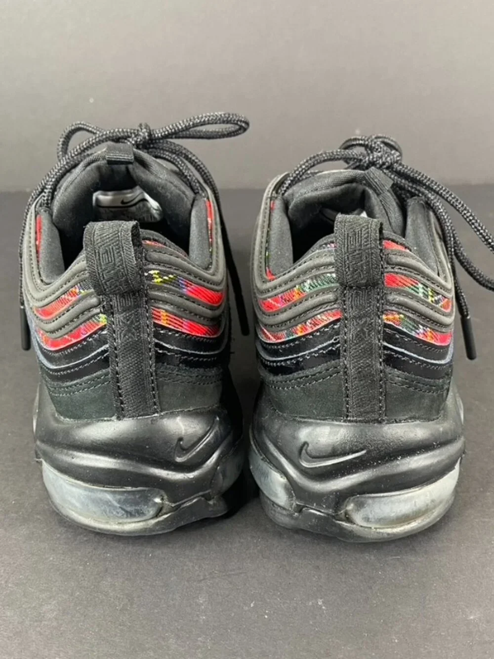 Nike Air Max 97 SE Tartan Black University Red Sneakers Size 7.5
